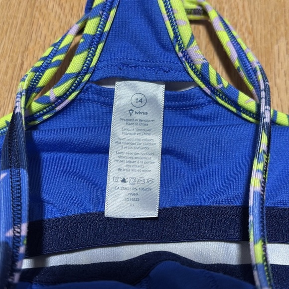 Ivivva by Lululemon Double Dutch Blue Athletic Tank Top with Patterned Straps - Picture 3 of 7